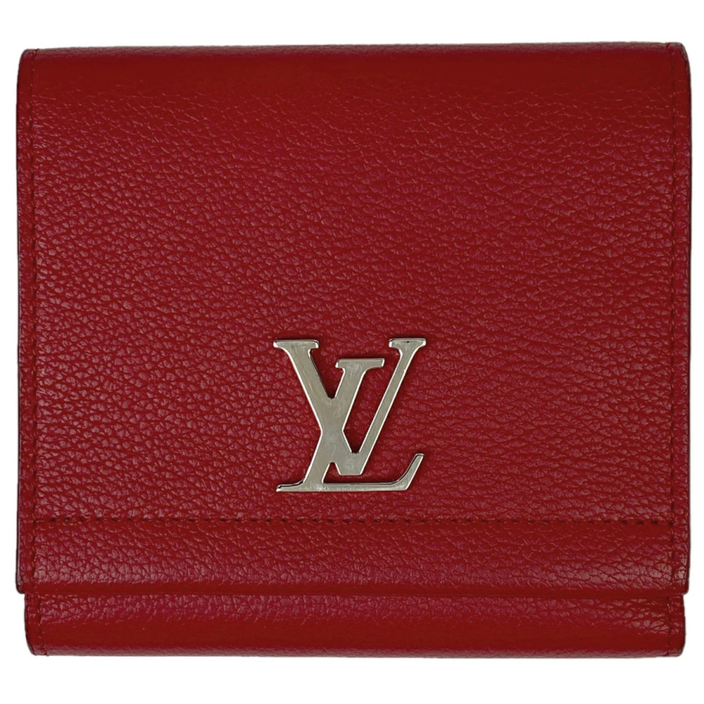 Louis Vuitton Portefeuille Lockme Wallet Billfold Bi fold Wallet Leather Ruby